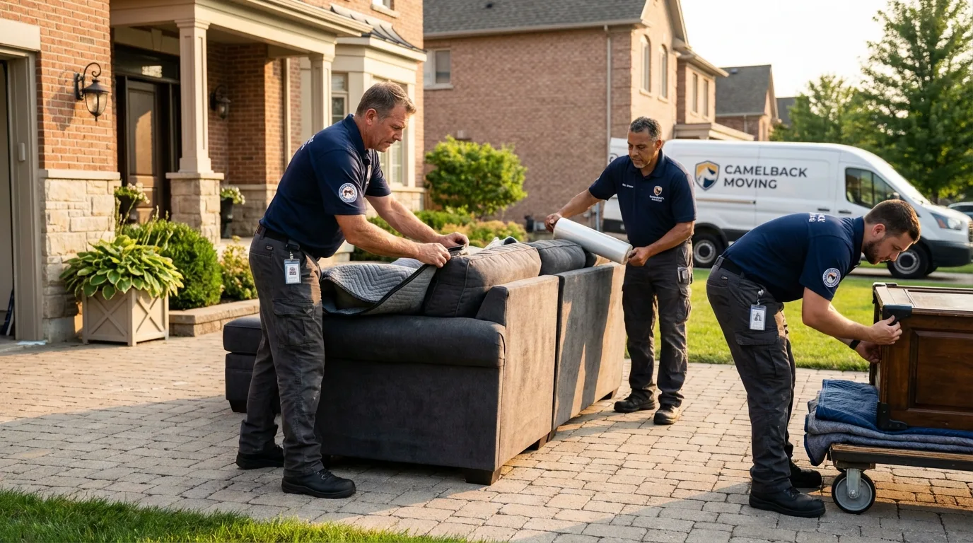 Large estate moving crew wrapping furniture in Dobson, NC